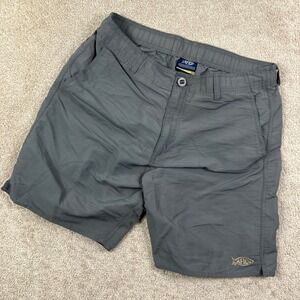 AFTCO Mens 32 Fishing Shorts Gray Nylon Performance Board Shorts Utility